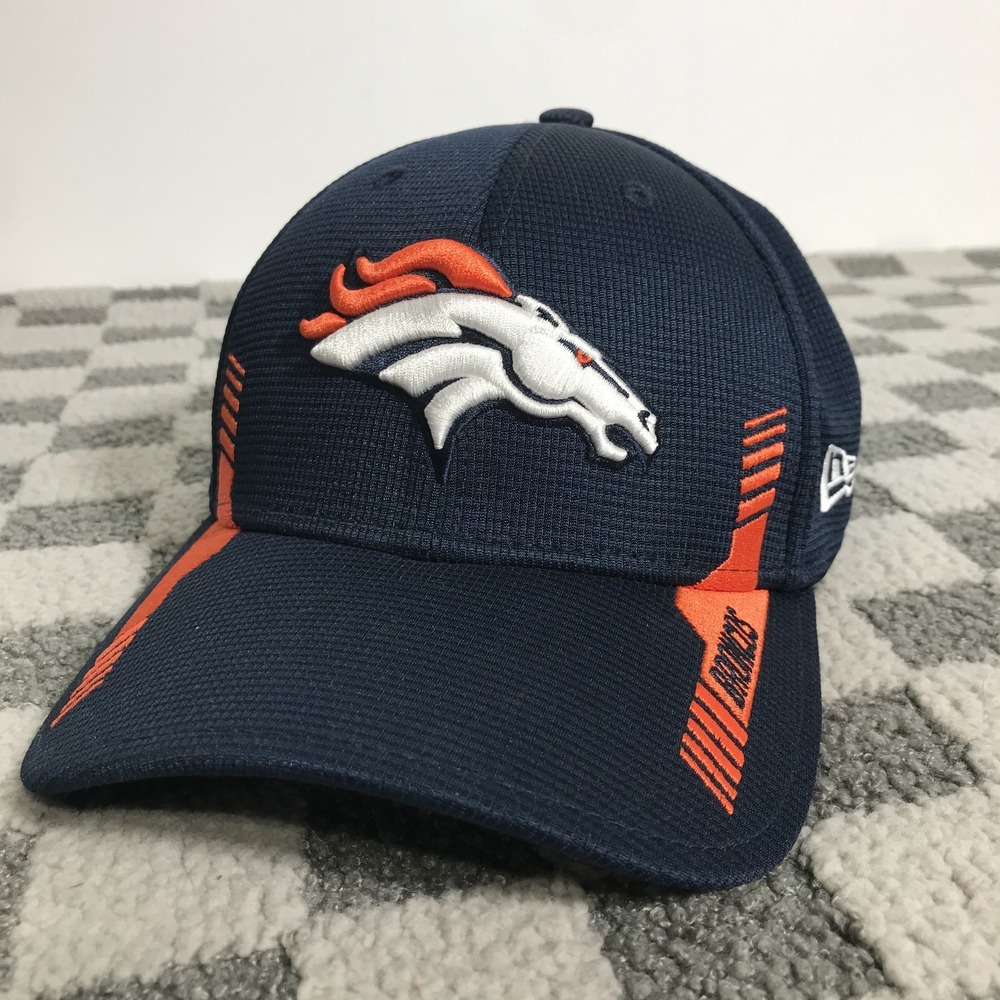 Denver Broncos Hat Cap Stretch Fitted Medium/Large New Era Blue Orange NFL